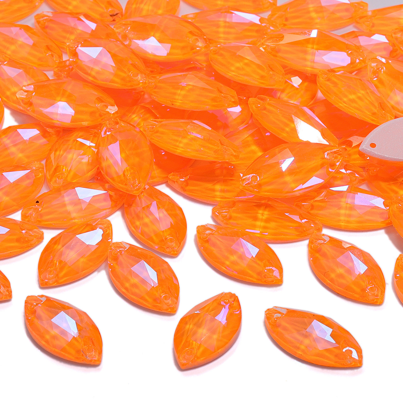 Electric Neon Orange Yellow Navette Shape High Quality Glass Sew-on Rhinestones WholesaleRhinestone