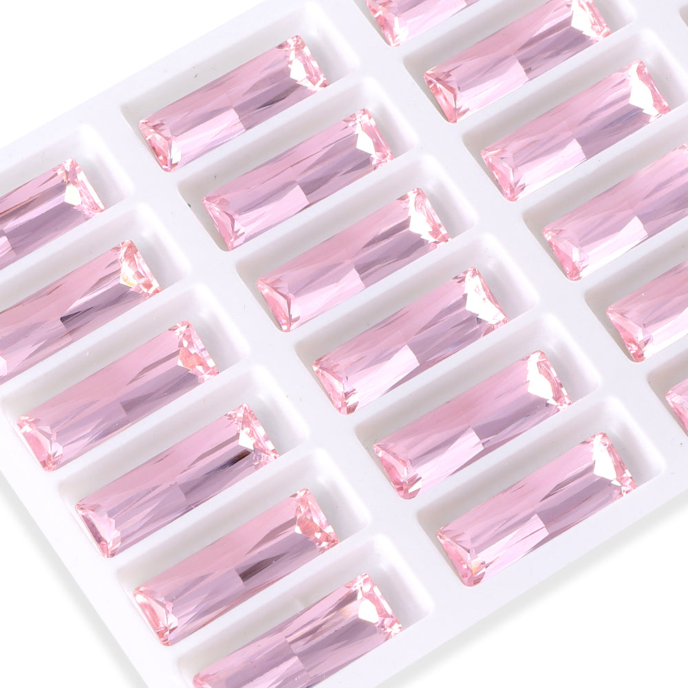 Light Rose Princess Baguette Shape High Quality Glass Pointed Back Fancy Rhinestones WholesaleRhinestone