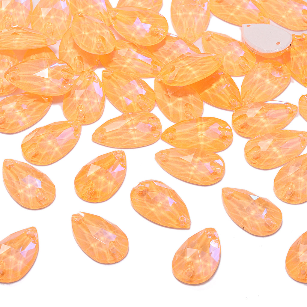 Electric Neon Sunflower Drop Shape High Quality Glass Sew-on Rhinestones WholesaleRhinestone