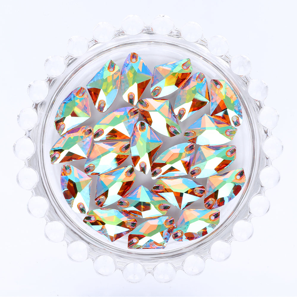 Iridescent Green Galactic Shape High Quality Glass Sew-on Rhinestones WholesaleRhinestone