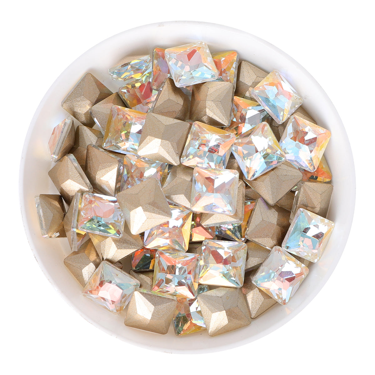 Cognac White Princess Square Shape Pointed Back Fancy Rhinestones Главное изображение товара