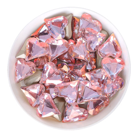 Sweet Heart Shape Cognac Pink Glass Pointed Back Fancy Rhinestones WholesaleRhinestone Imagen principal del producto