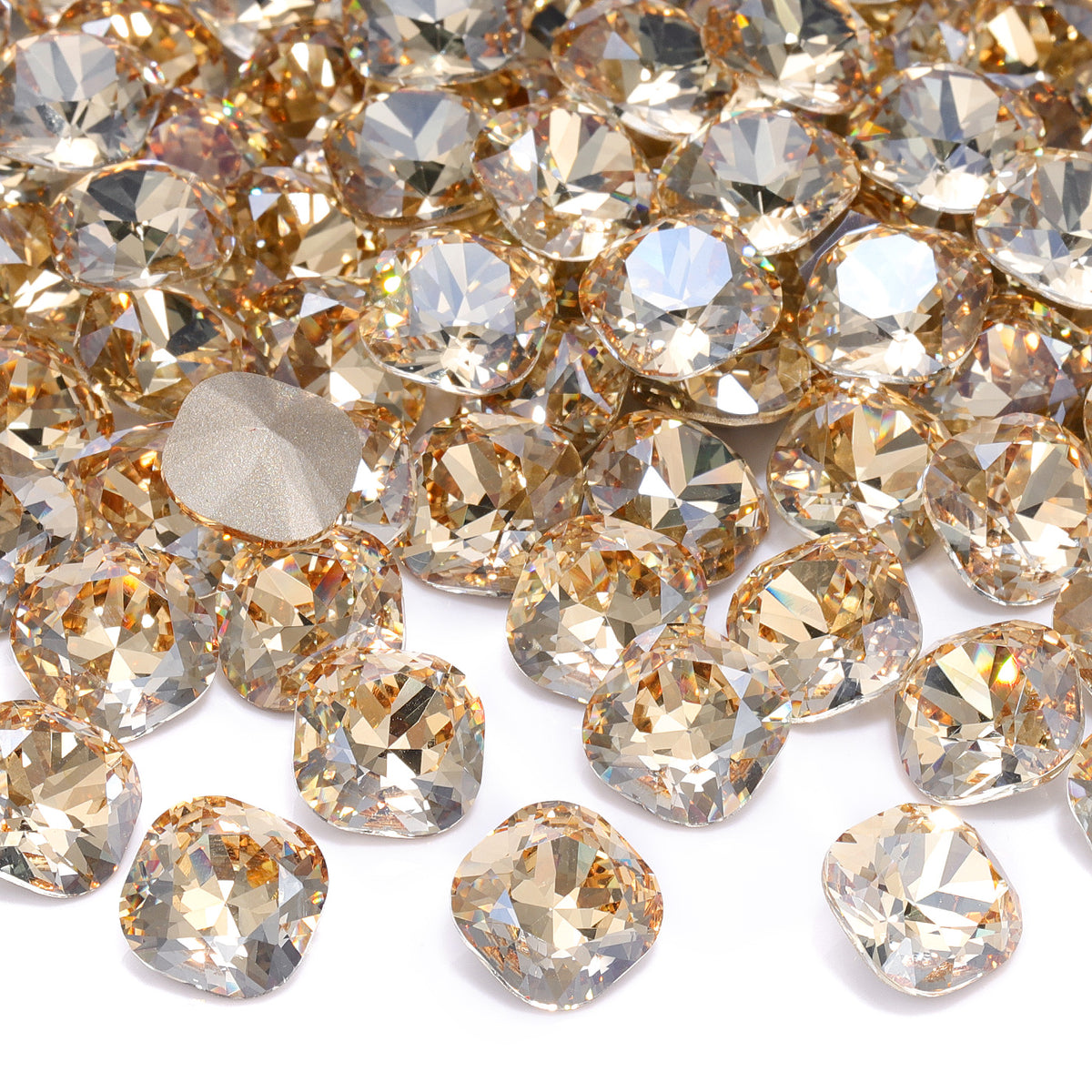 Golden Shadow Cushion Square Shape High Quality Glass Pointed Back Fancy Rhinestones WholesaleRhinestone