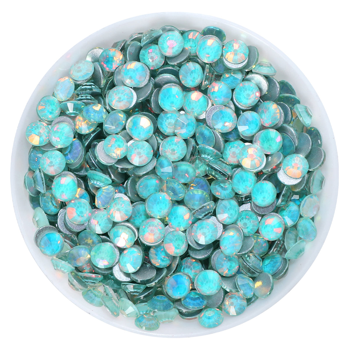 Flashing Tiffany Blue Glass FlatBack Rhinestones Silver Back WholesaleRhinestone Hovedbillede
