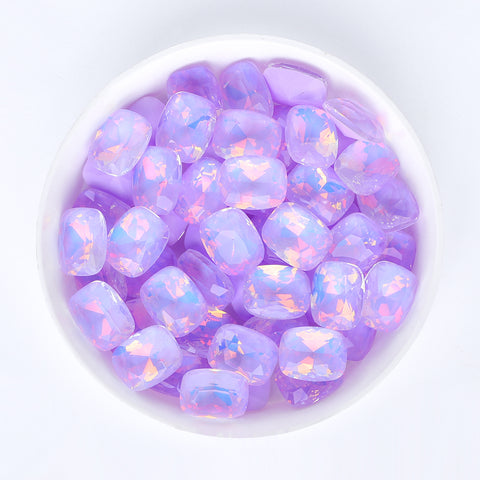 Light Purple AM Pillow Shape Glass Pointed Back Fancy Rhinestones