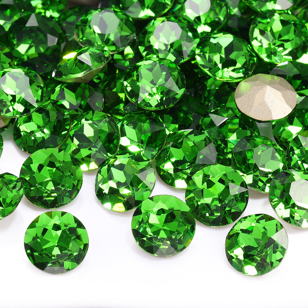 Fern Green Gemstone Flower Shape High Quality Glass Pointed Back Fancy Rhinestones WholesaleRhinestone