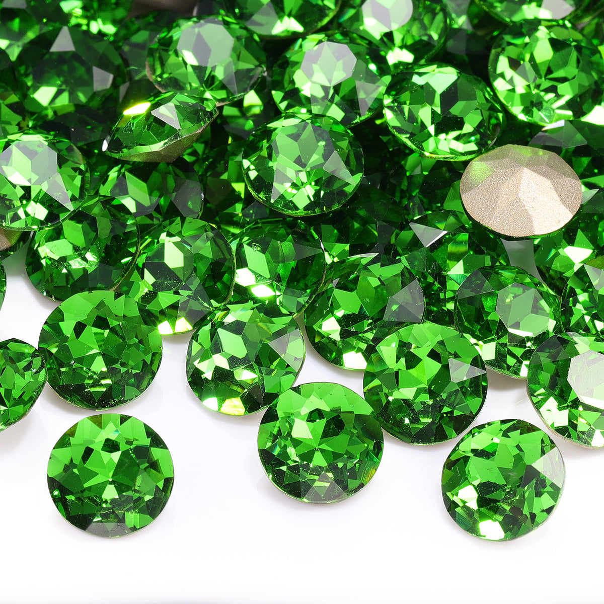 Fern Green Gemstone Flower Shape High Quality Glass Pointed Back Fancy Rhinestones WholesaleRhinestone