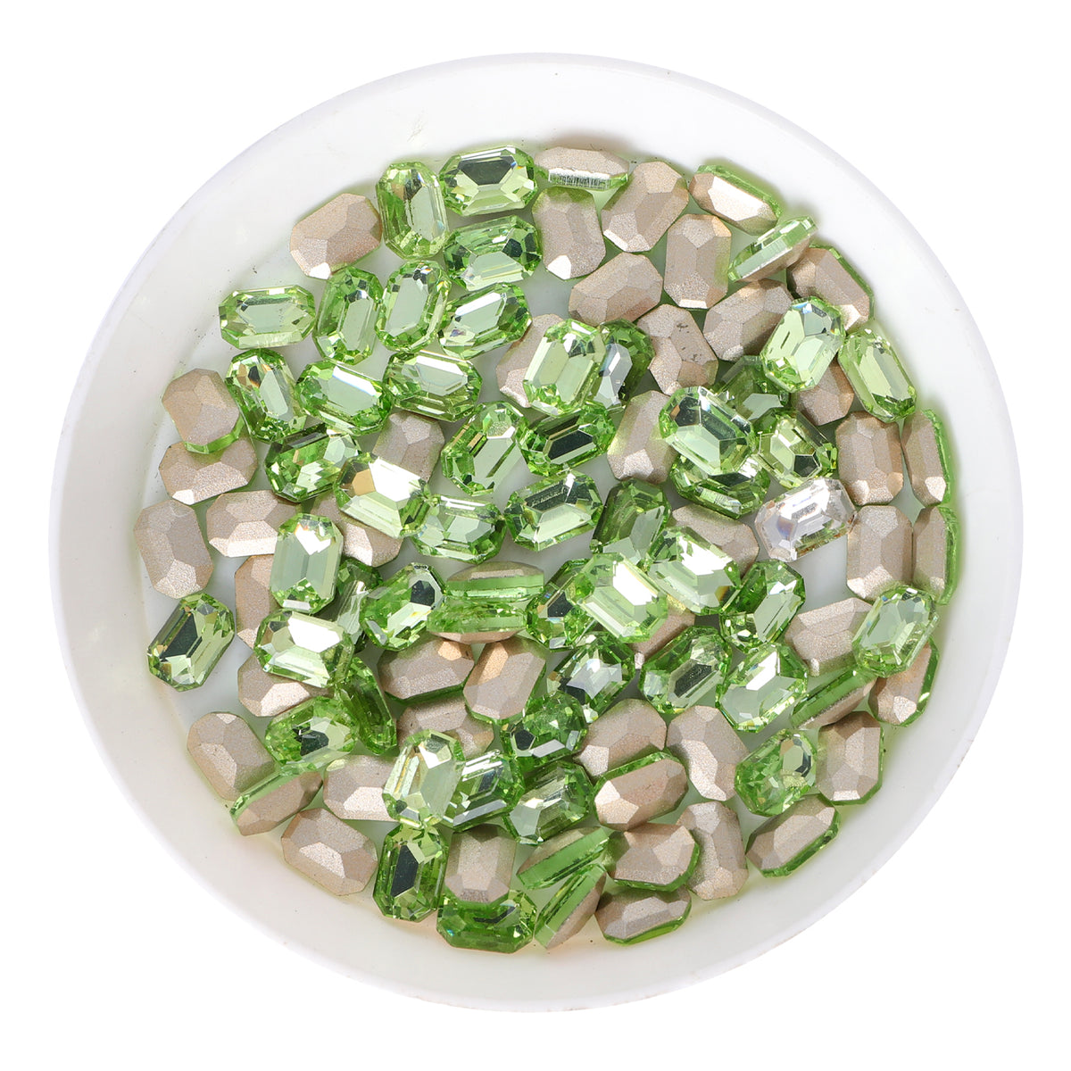 Apple Green Thin Octagon Shape Glass Pointed Back Fancy Rhinestones WholesaleRhinestone Main image
