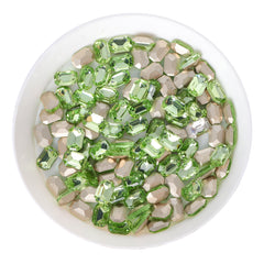 Apple Green Thin Octagon Shape Glass Pointed Back Fancy Rhinestones