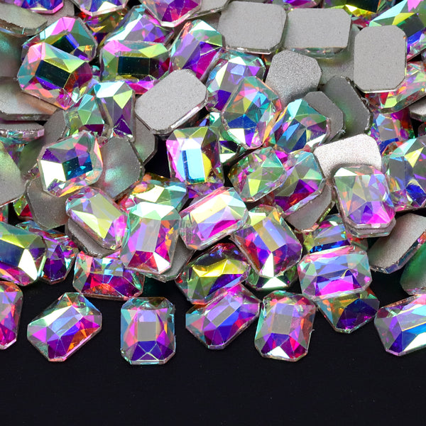 Octagon Shape Crystal AB Flat Back Fancy Rhinestones