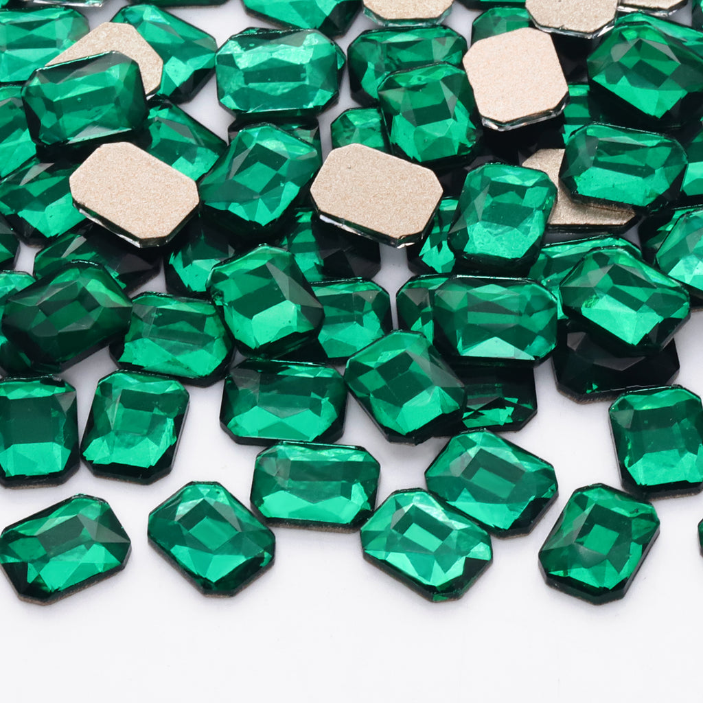 Octagon Shape Dark Green Flat Back Fancy Rhinestones WholesaleRhinestone