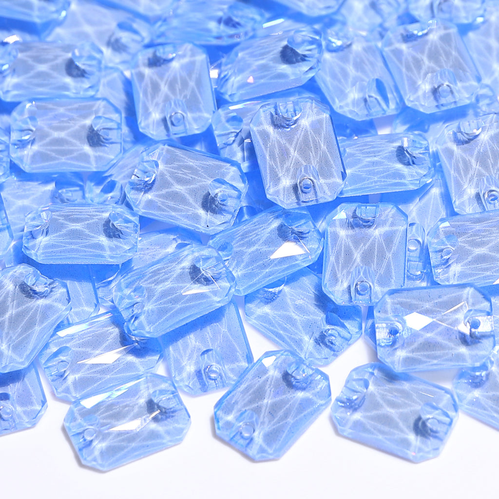 Electric Neon Light Blue Octagon Shape High Quality Glass Sew-on Rhinestones WholesaleRhinestone