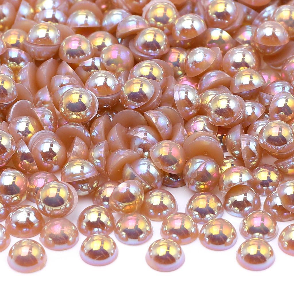 Light Coffee AB Resin Flat Back Pearls Multi Sizes WholesaleRhinestone