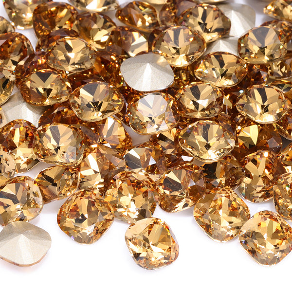 Light Smoked Topaz Cushion Square Shape High Quality Glass Pointed Back Fancy Rhinestones WholesaleRhinestone