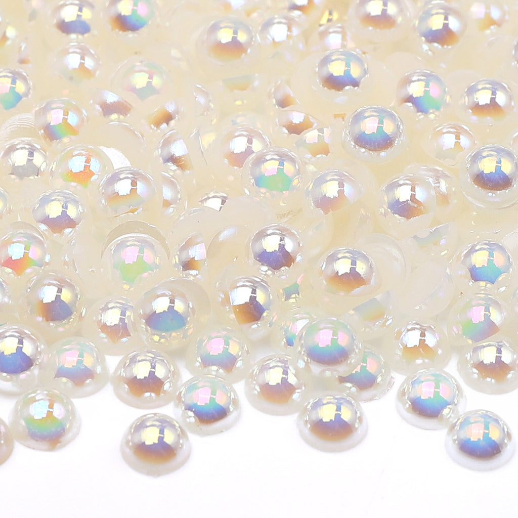 Ivory AB Resin Flat Back Pearls Multi Sizes WholesaleRhinestone