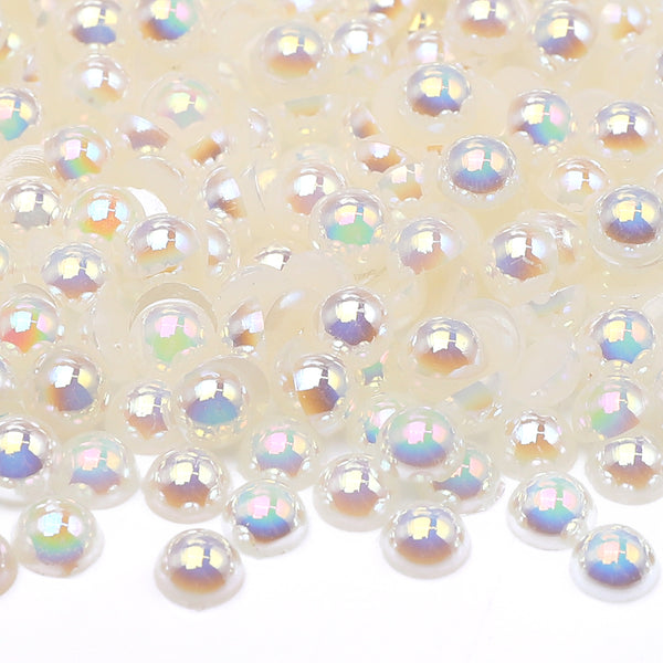 Ivory AB Resin Flat Back Pearls Multi Sizes WholesaleRhinestone