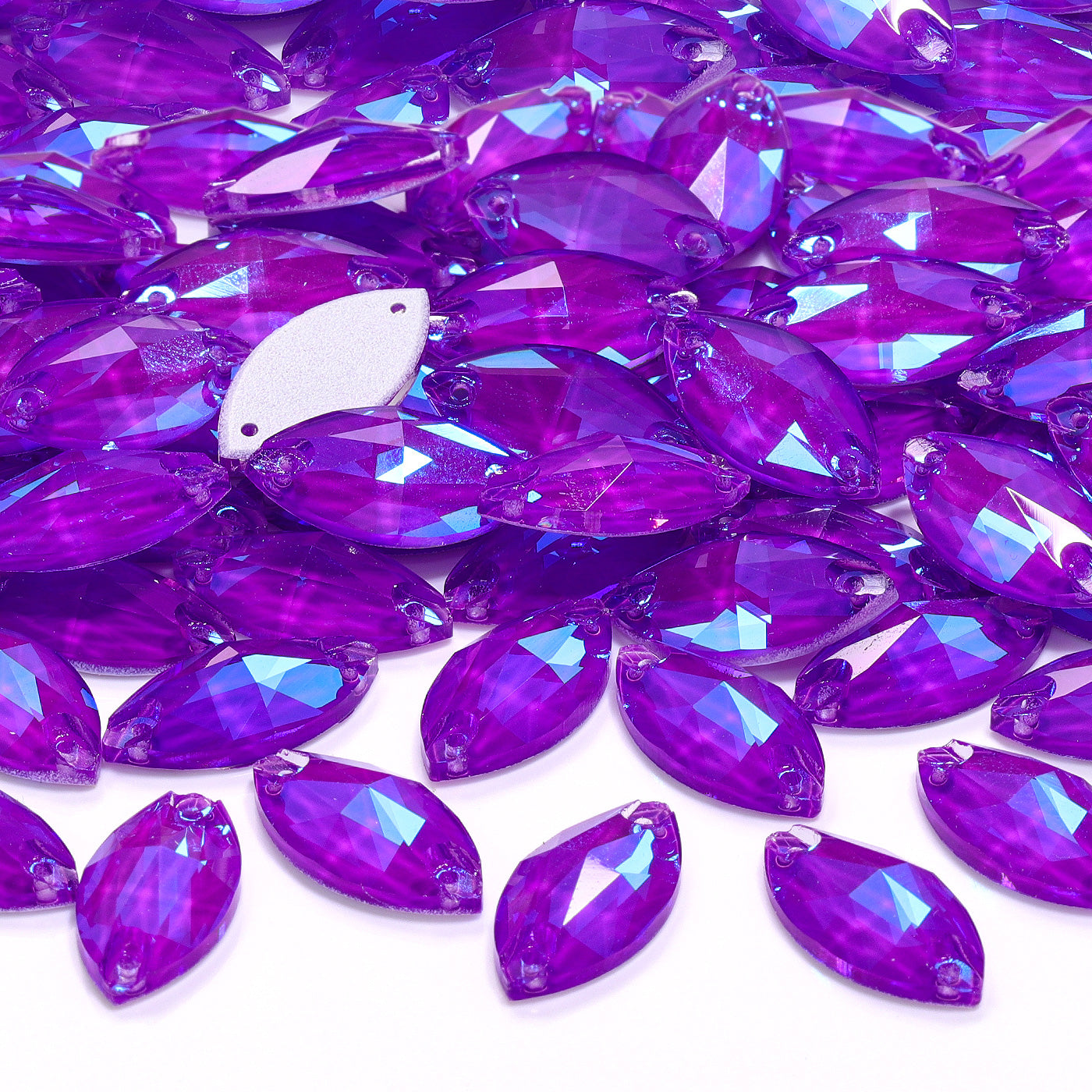 Electric Neon Violet Navette Shape High Quality Glass Sew-on Rhinestones WholesaleRhinestone