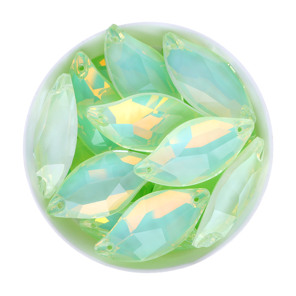 Light Azore AM Diamond Leaf Shape High Quality Glass Sew-on Rhinestones