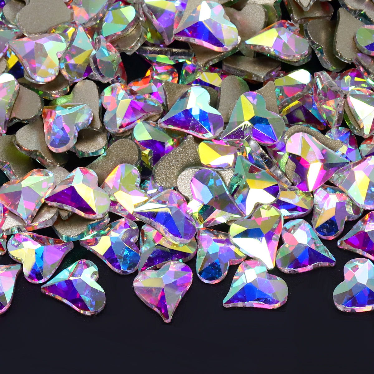 Heart Shape Crystal AB Glass Flat Back Fancy Rhinestones