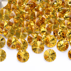 Light Topaz Rivoli Shape High Quality Glass Pointed Back Fancy Rhinestones