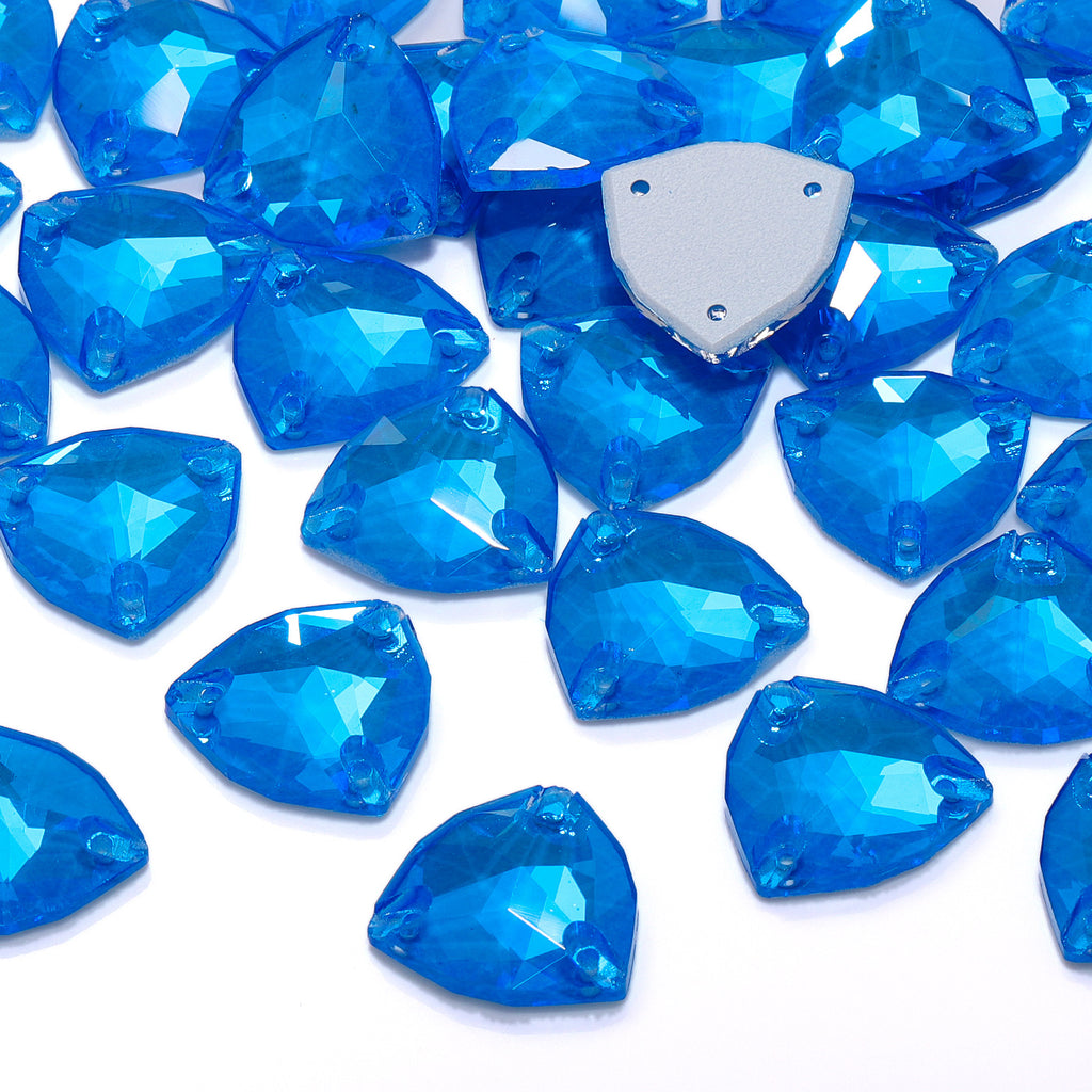 Electric Neon Blue Trilliant Shape High Quality Glass Sew-on Rhinestones WholesaleRhinestone