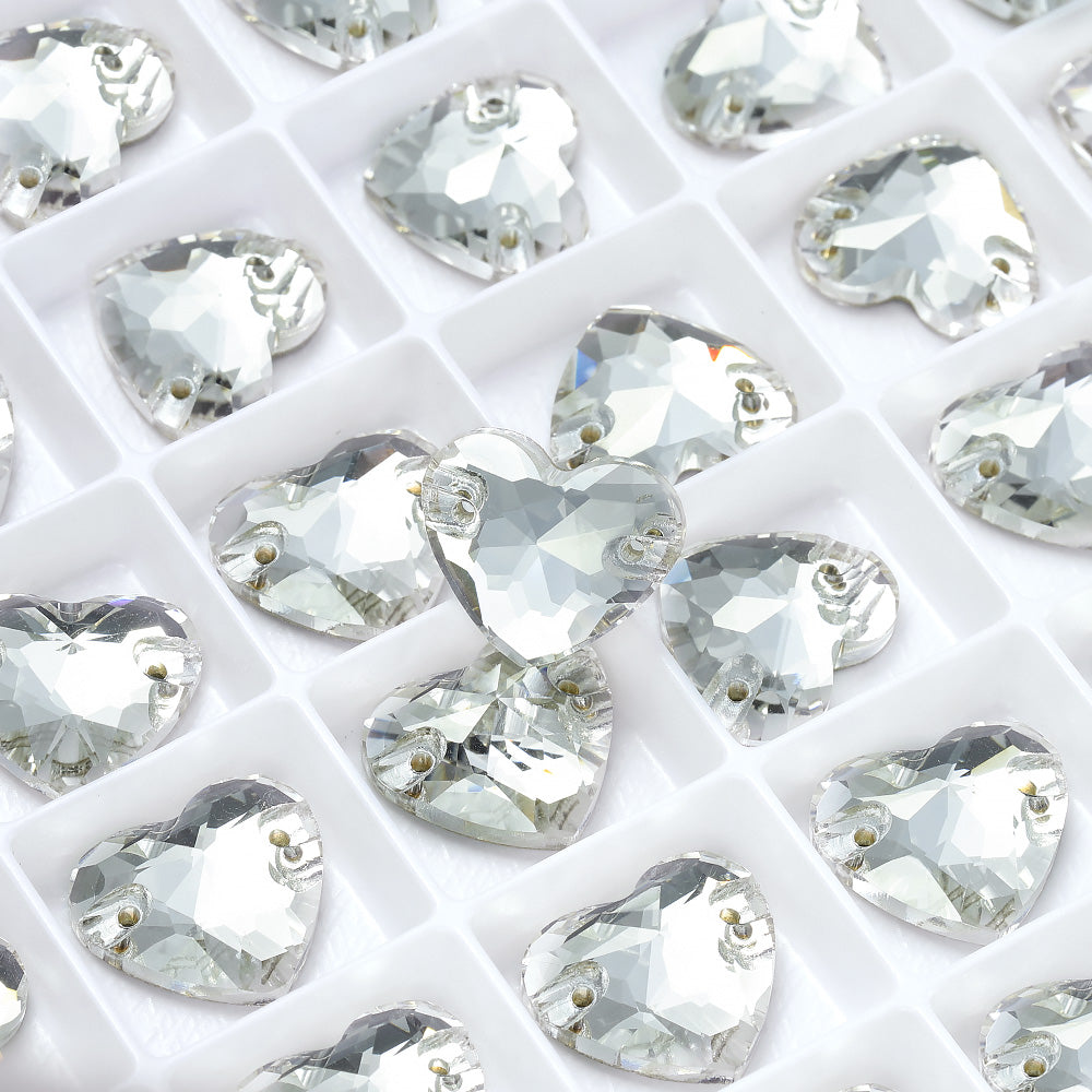Silver Shade Heart Shape High Quality Glass Sew-on Rhinestones WholesaleRhinestone