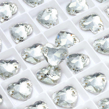 Silver Shade Heart Shape High Quality Glass Sew-on Rhinestones WholesaleRhinestone