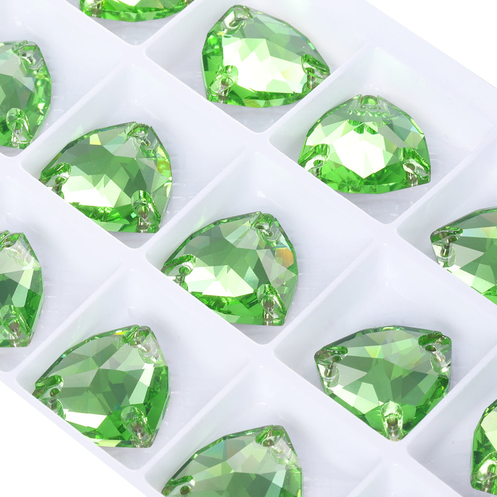 Peridot Trilliant Shape High Quality Glass Sew-on Rhinestones WholesaleRhinestone