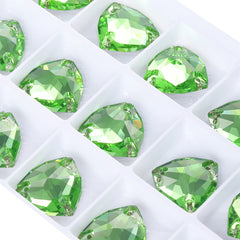 Peridot Trilliant Shape High Quality Glass Sew-on Rhinestones