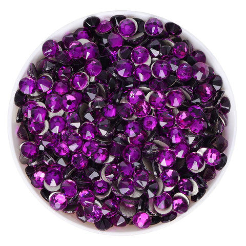 Dark Violet Glass Flat Back Glue-On Rhinestones 16 Cut Facets WholesaleRhinestone メイン画像