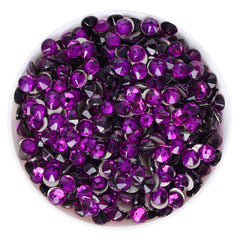 Dark Violet Glass Flat Back Glue-On Rhinestones 16 Cut Facets