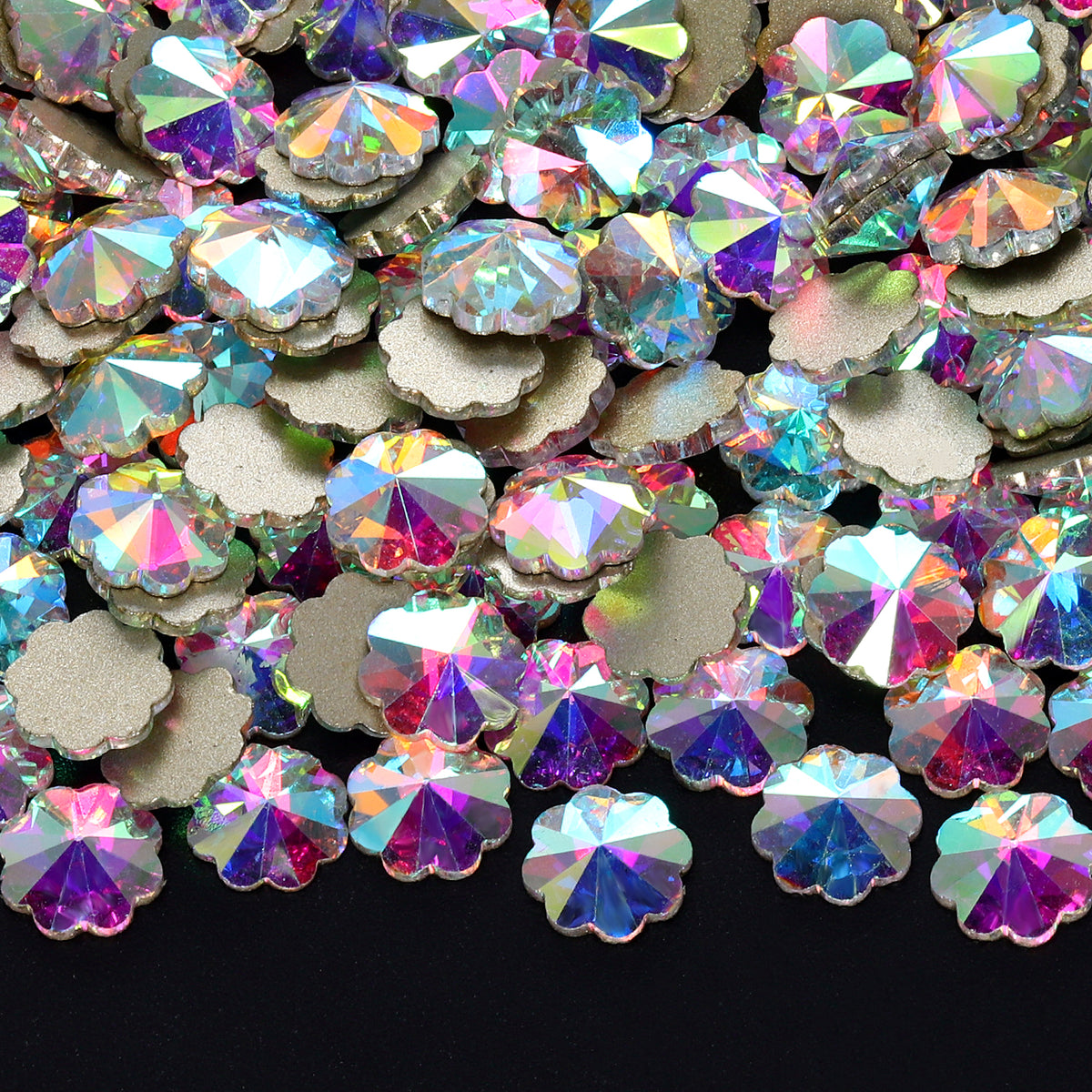Plum blossom Shape Crystal AB Flat Back Fancy Rhinestones