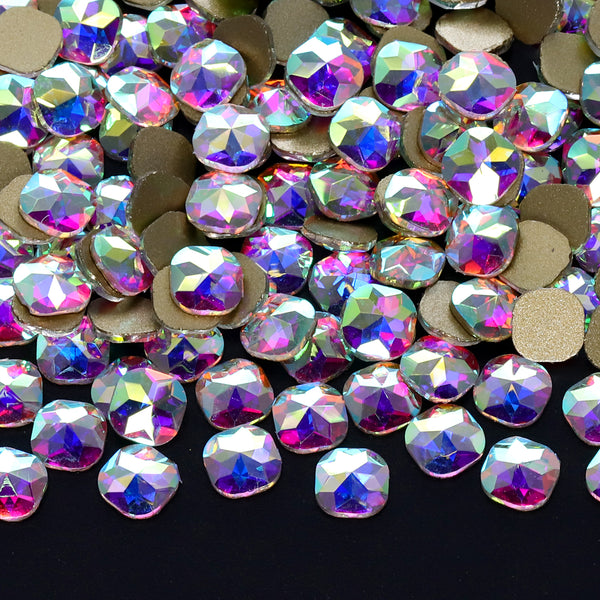 Round Square Shape Crystal AB Flat Back Fancy Rhinestones