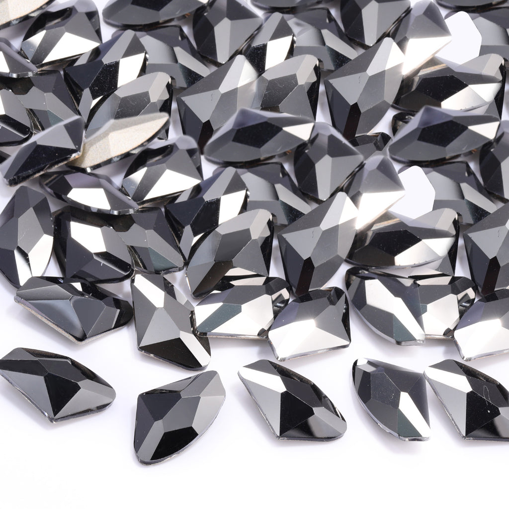 Jet Metallic Silver Galactic Shape High Quality Glass Pointed Back Fancy Rhinestones WholesaleRhinestone