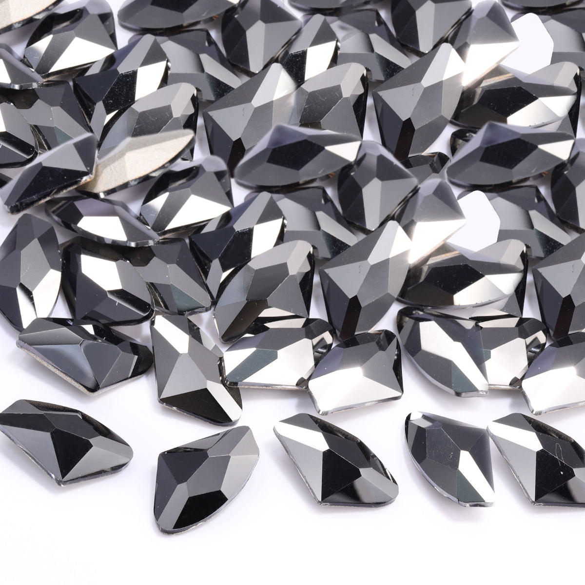 Jet Metallic Silver Galactic Shape High Quality Glass Pointed Back Fancy Rhinestones WholesaleRhinestone
