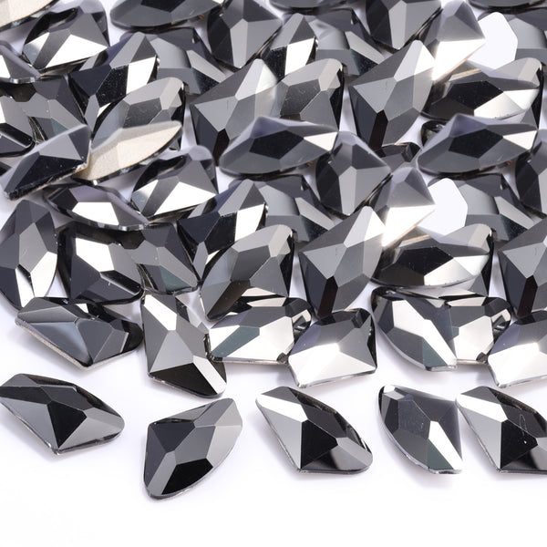 Jet Metallic Silver Galactic Shape High Quality Glass Pointed Back Fancy Rhinestones WholesaleRhinestone