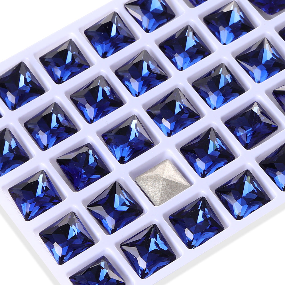 Montana Princess Square Shape High Quality Glass Pointed Back Fancy Rhinestones