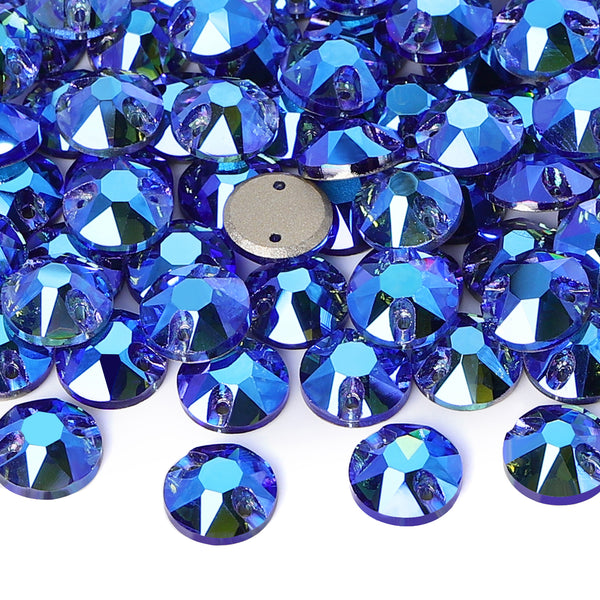 Light Sapphire Shimmer XIRIUS Round Shape High Quality Glass Sew-on Rhinestones WholesaleRhinestone