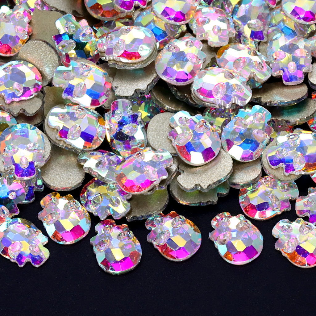 Skull Shape Crystal AB Flat Back Fancy Rhinestones