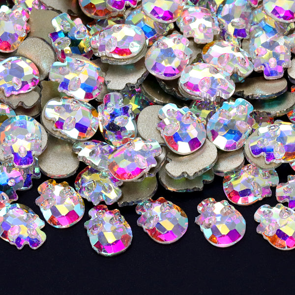 Skull Shape Crystal AB Flat Back Fancy Rhinestones