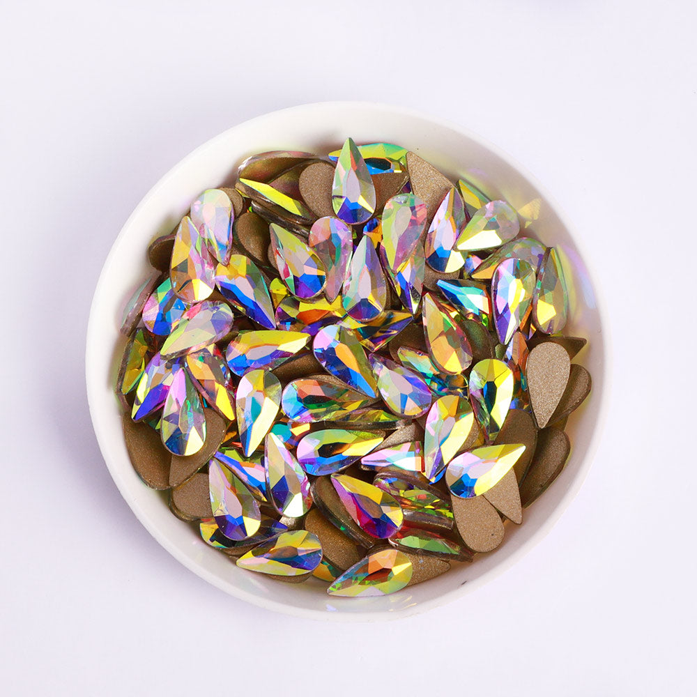 Raindrop Shape Crystal AB Flat Back Fancy Rhinestones WholesaleRhinestone