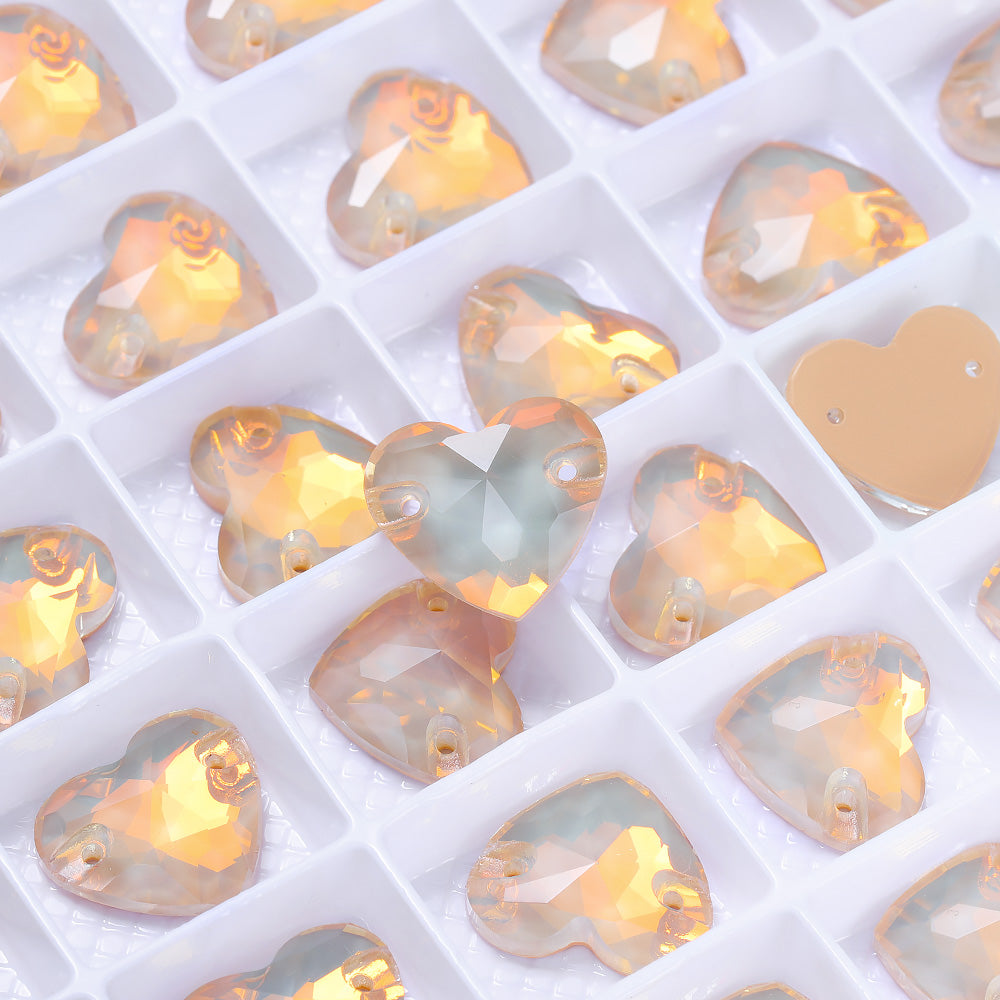 Silk AM Heart Shape High Quality Glass Sew-on Rhinestones WholesaleRhinestone