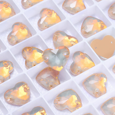 Silk AM Heart Shape High Quality Glass Sew-on Rhinestones