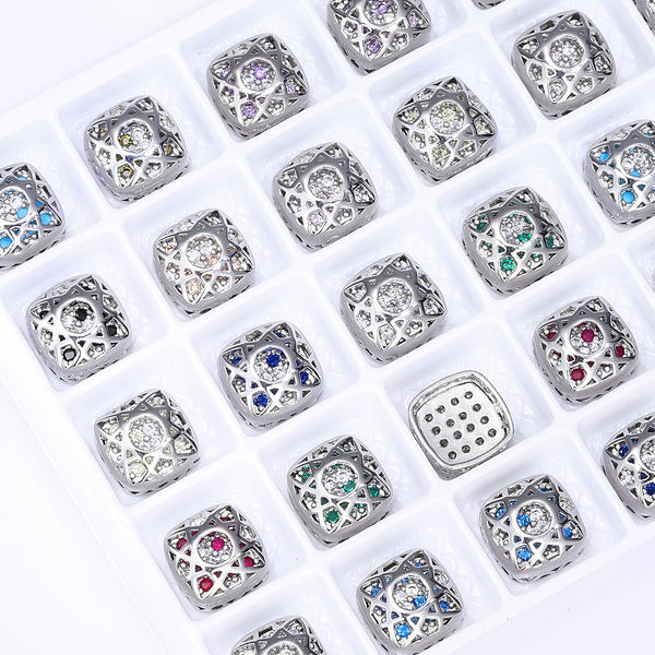 Cushion Square Shape Imitation Rhodium Plated High-Quality Sew-on Alloy Charms Inlaid Cubic Zirconia WholesaleRhinestone