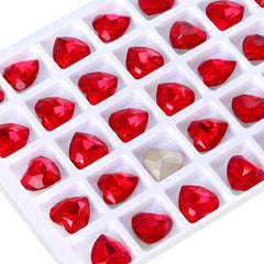Light Siam Heart Shape High Quality Glass Pointed Back Fancy Rhinestones WholesaleRhinestone