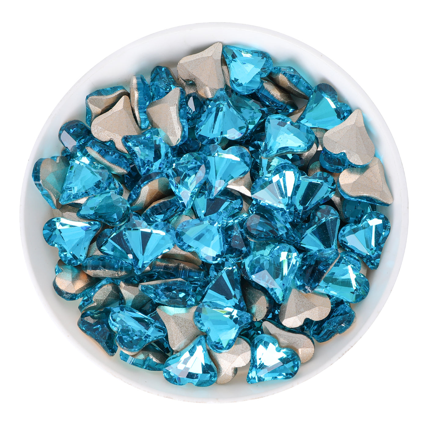 Sweet Heart Shape Aquamarine Glass Pointed Back Fancy Rhinestones WholesaleRhinestone Main image