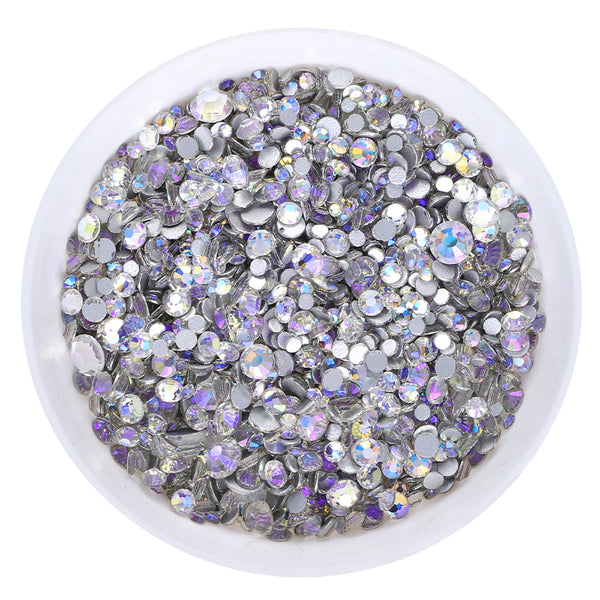 Mixed Sizes Starry Sky Glass FlatBack Rhinestones For Nail Art Silver Back WholesaleRhinestone