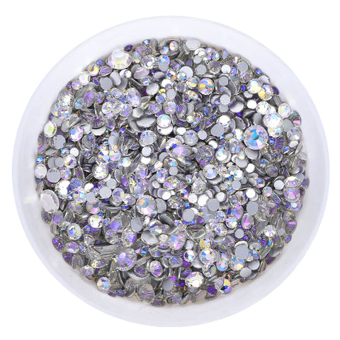 Mixed Sizes Starry Sky Glass FlatBack Rhinestones For Nail Art Silver Back
