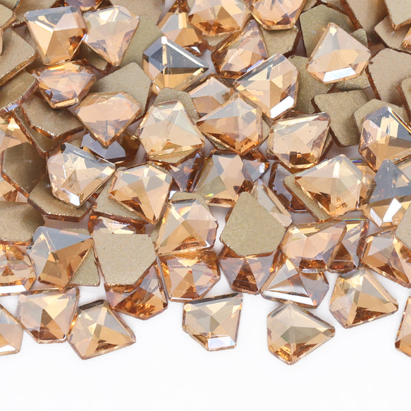 Diamond Shape Golden Shadow Glass Flat Back Fancy Rhinestones
