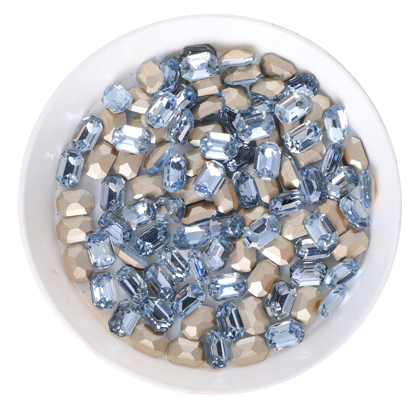 Lt Light Blue Thin Octagon Shape Glass Pointed Back Fancy Rhinestones WholesaleRhinestone Main image